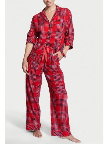 Піжама Victoria's Secret Flannel Long PJ Set Lipstick Bold Lurex Plaid