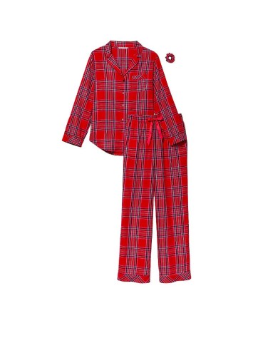 Піжама Victoria's Secret Flannel Long PJ Set Lipstick Bold Lurex Plaid