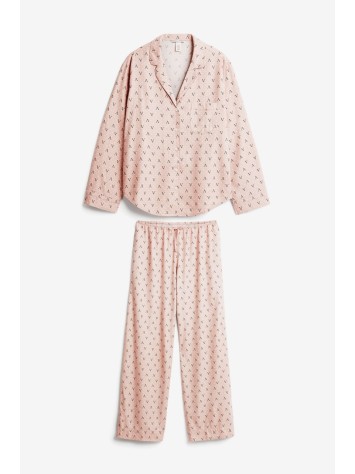 Піжама Victoria's Secret Flannel Long PJ Set Pink logo