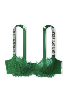Зелений комплект білизни Вікторія Сікрет Unlined Lace Shine Strap Balconette Bra set