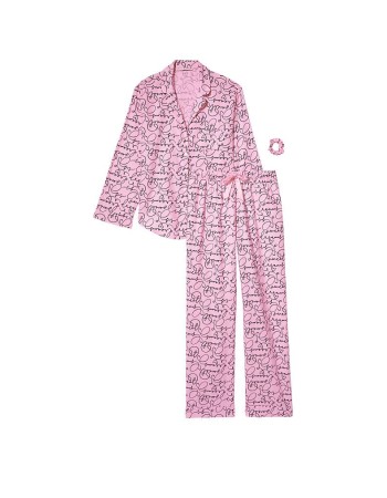Піжама Victoria's Secret Flannel Long PJ Set Pink