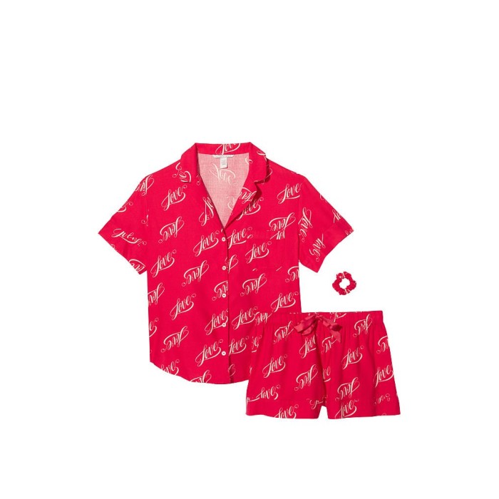 Піжама Victoria's Secret Flannel Red Love Short Pj Set