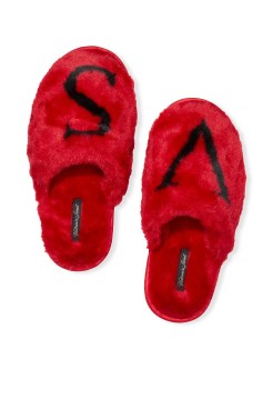Домашние тапочки VS Red Closed Toe Faux Fur Slipper
