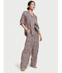 Піжама Victoria's Secret Flannel Long PJ Set Leopard