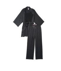 Пижама Victoria’s Secret Satin 3-Piece PJ Set Black logo
