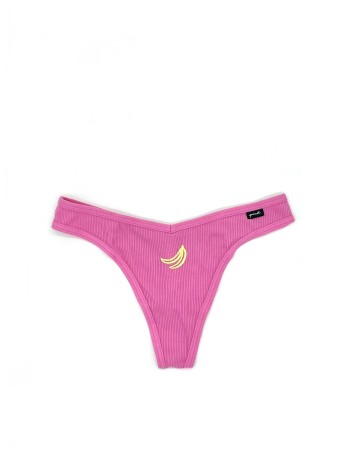 Бавовняні трусики VS PINK Ribbed Cotton Thong Panty Banana