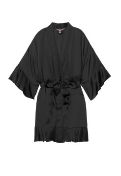 Халат Victoria’s Secret Flounce Satin Kimono Robe Black