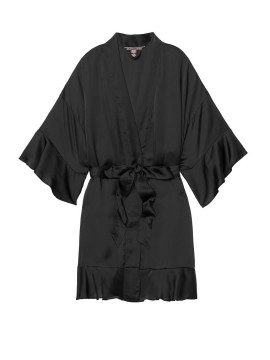 Халат Victoria's Secret Flounce Satin Kimono Robe Black