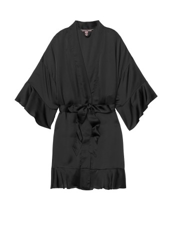 Халат Victoria's Secret Flounce Satin Kimono Robe Black