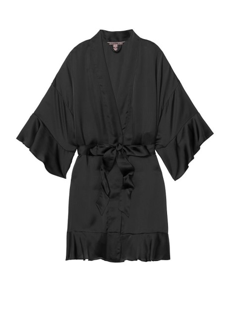 Халат Victoria's Secret Flounce Satin Kimono Robe Black