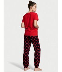 Піжама Victorias Secret Cotton & Flannel Long PJ Set Red Hearts Logo VS