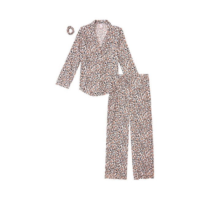 Піжама Victoria's Secret Flannel Long PJ Set Leopard