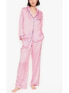 Сатинова піжама Victoria's Secret The Satin Long PJ Set Casual Dot