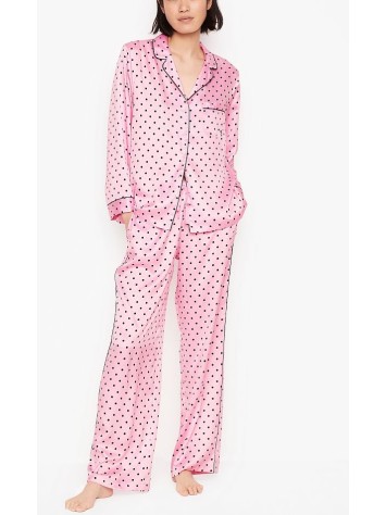 Сатинова піжама Victoria's Secret The Satin Long PJ Set Casual Dot