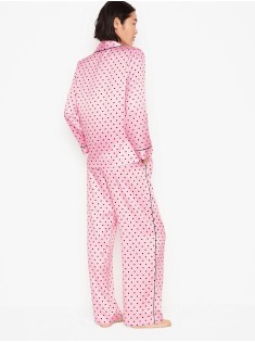 Сатинова піжама Victoria's Secret The Satin Long PJ Set Casual Dot