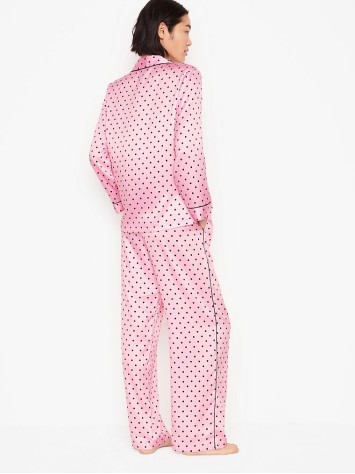 Сатинова піжама Victoria's Secret The Satin Long PJ Set Casual Dot