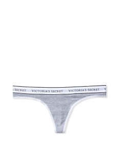 Трусики VS Stretch Cotton Logo Heather Gray Thong Panty
