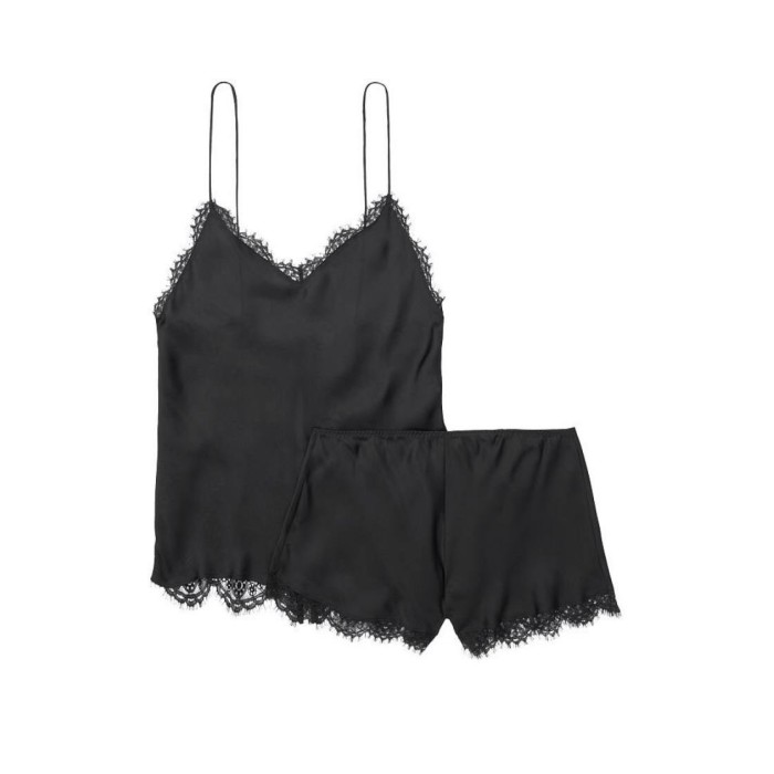 Сатиновая пижама Victoria’s Secret  Black Lace