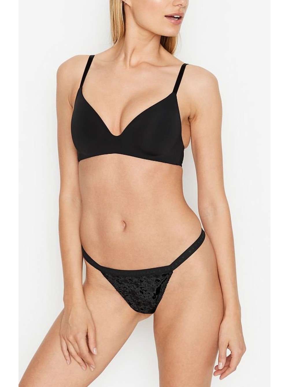 Трусики VICTORIA'S SECRET Stretch Cotton Vstring Panty Black купить