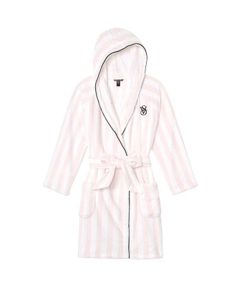 Халат Hooded Short Cozy Robe Pink Stripe