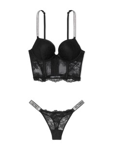 КОМПЛЕКТ БІЛИЗНИ VICTORIA'S SECRET VERY SEXY SHINE STRAP BALCONETTE BLACK LACE