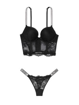 КОМПЛЕКТ БЕЛЬЯ VICTORIA’S SECRET VERY SEXY SHINE STRAP BALCONETTE BLACK LACE