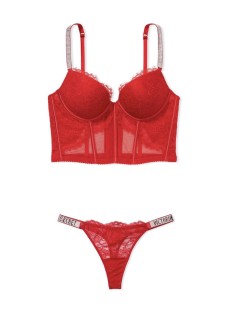 КОМПЛЕКТ БІЛИЗНИ VICTORIA'S SECRET VERY SEXY SHINE STRAP BALCONETTE RED LACE