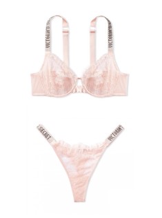 КОМПЛЕКТ БІЛИЗНИ VICTORIA'S SECRET UNLINED LACE SHINE STRAP 3-PIECE FULL CUP DEMI BRA