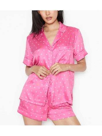 Піжама Вікторія Сікрет Satin Short PJ Set Pink Pop Heart