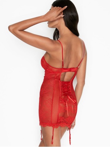 Пеньюар Victorias Secret Mixed Sheer Mesh & Lace Mini Slip