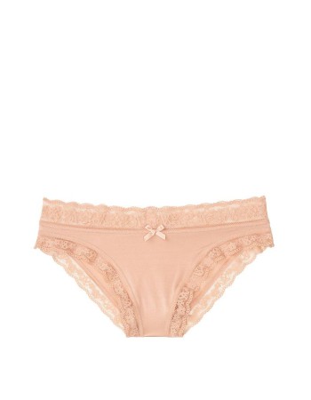 Трусики VICTORIA’S SECRET Beige Lace Logo Mesh Bikini panty