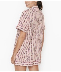 Піжама Victoria's Secret Cotton Short PJ Set Pink Floral Stripe