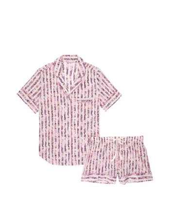 Пижама Victoria’s Secret Cotton Short PJ Set Pink Floral Stripe