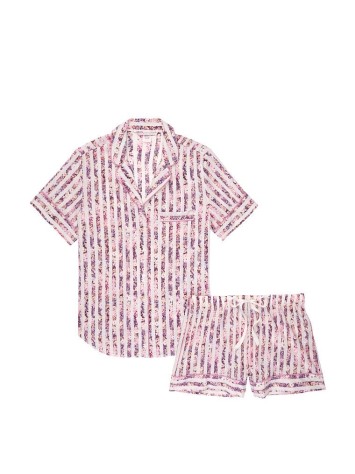 Піжама Victoria's Secret Cotton Short PJ Set Pink Floral Stripe