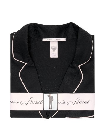 Сатинова піжама Victoria's Secret The Satin Long PJ Set Rhinestone Black