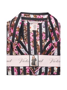 Сатинова піжама Victoria's Secret Satin Short PJ Set Floral Stripes