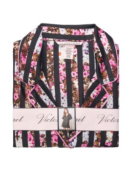 Сатиновая пижама Victoria’s Secret Satin Short PJ Set  Floral Stripes