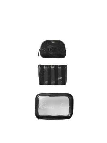 3 в 1 косметичка Victoria's Secret Beauty Bag Trio VS Black Lace