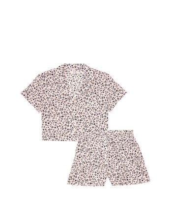 Пижама Cotton Printed Short PJ Set Pink Leopard Hearts