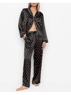 Сатинова піжама VS Black Satin Long Pj set Hearts