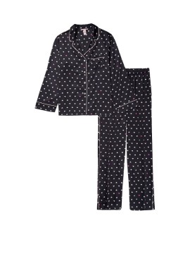 Сатинова піжама VS Black Satin Long Pj set Hearts