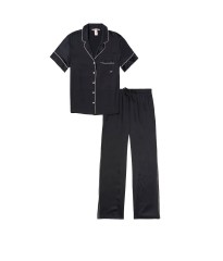 Сатинова піжама VS Black Satin Short-sleeve PJ Set