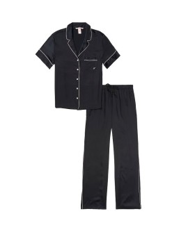 Сатиновая пижама VS Black Satin Short-sleeve PJ Set