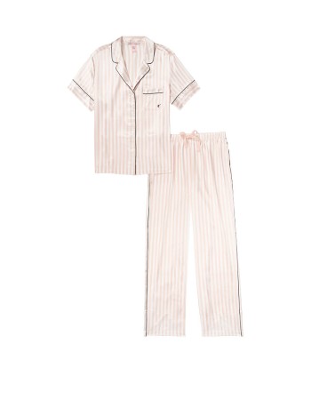 Сатинова піжама VS Satin Short-sleeve Pink Stripes