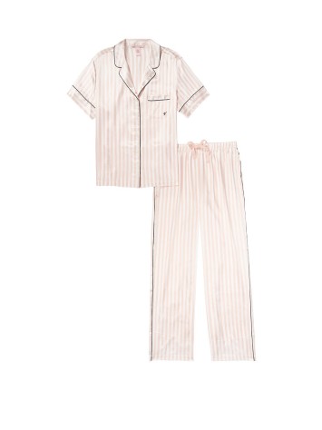 Сатинова піжама VS Satin Short-sleeve Pink Stripes