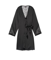 Халат Victoria's Secret Satin Black Lace Kimono