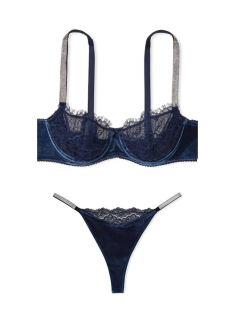 Комплект білизни Вікторія Сікрет Very Sexy  Velvet Blue Push-up Bra set