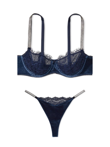 Комплект білизни Вікторія Сікрет Very Sexy  Velvet Blue Push-up Bra set