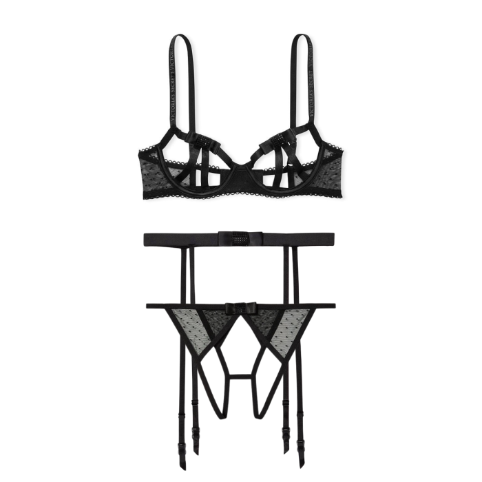 Комплект Very Sexy Open Cup Demi Bow Unlined Balconet Black Set
