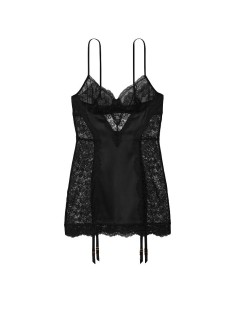 Пеньюар Black Lace Panel Garter Slip